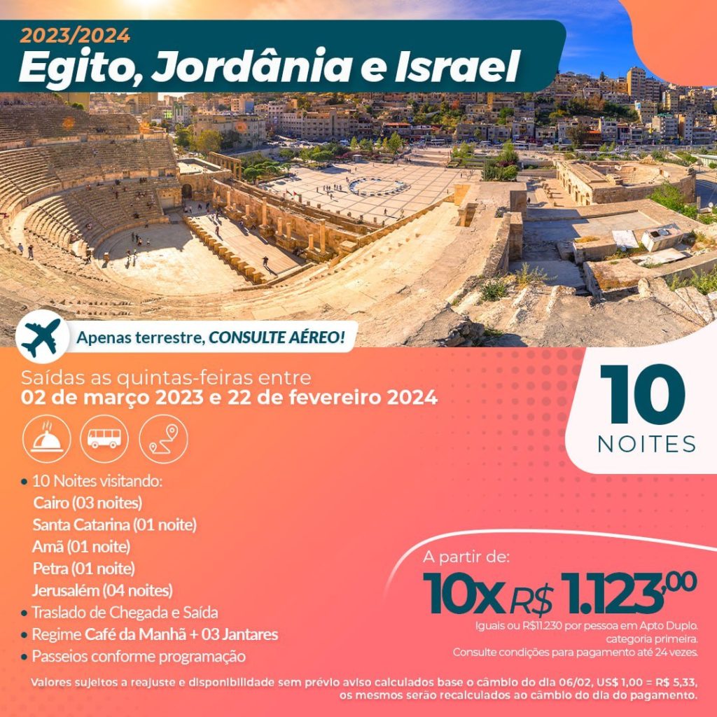Pacote de viagem Egito, Jordânia, Israel