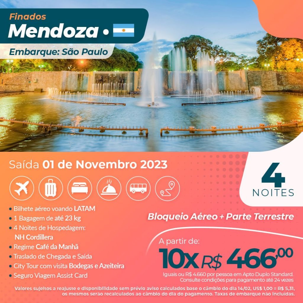 Pacote viagem Mendoza - 01 novembro